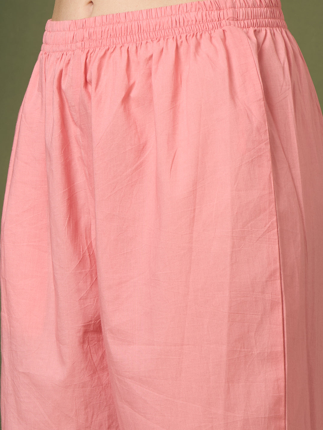 Abstract Floral Printed Schiffli Straight Kurta with Pant & Dupatta - Pink