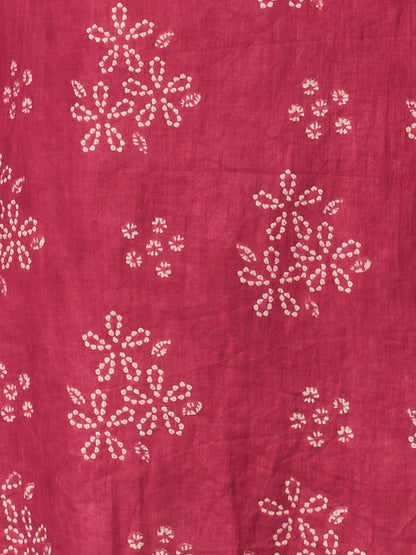 Bandhani Printed Gota Patti Work A-Line Kurta with Pant and Dupatta - Red