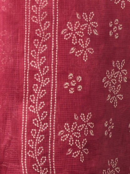 Bandhani Printed Gota Patti Work A-Line Kurta with Pant and Dupatta - Red