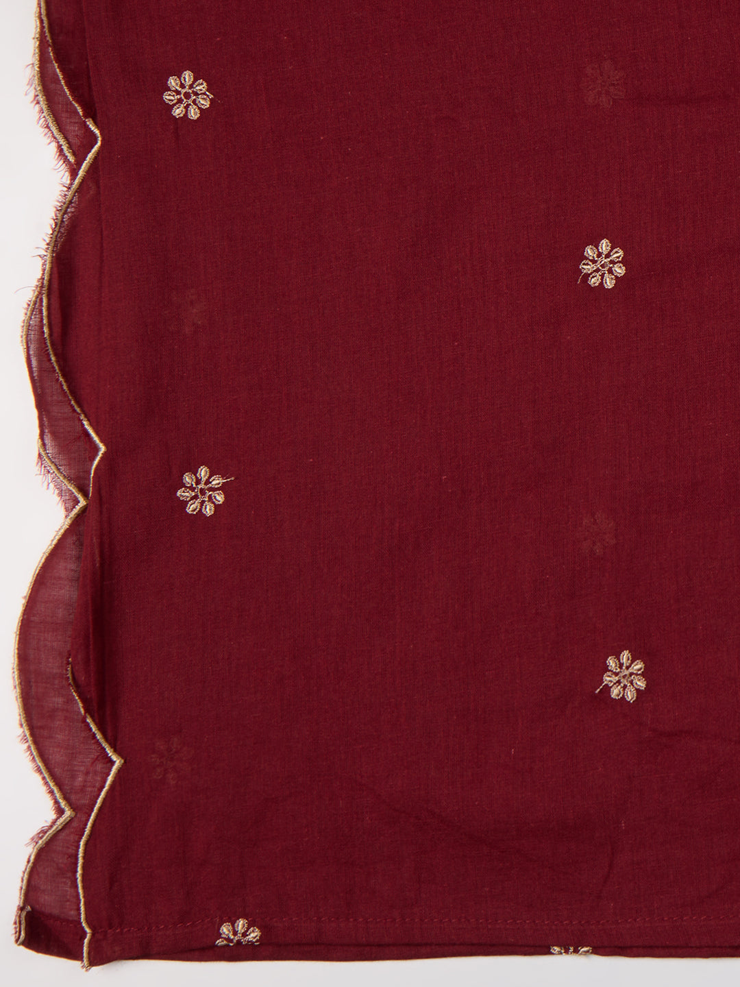 Solid Floral Embroidered Straight Kurta with Salwar & Dupatta - Maroon