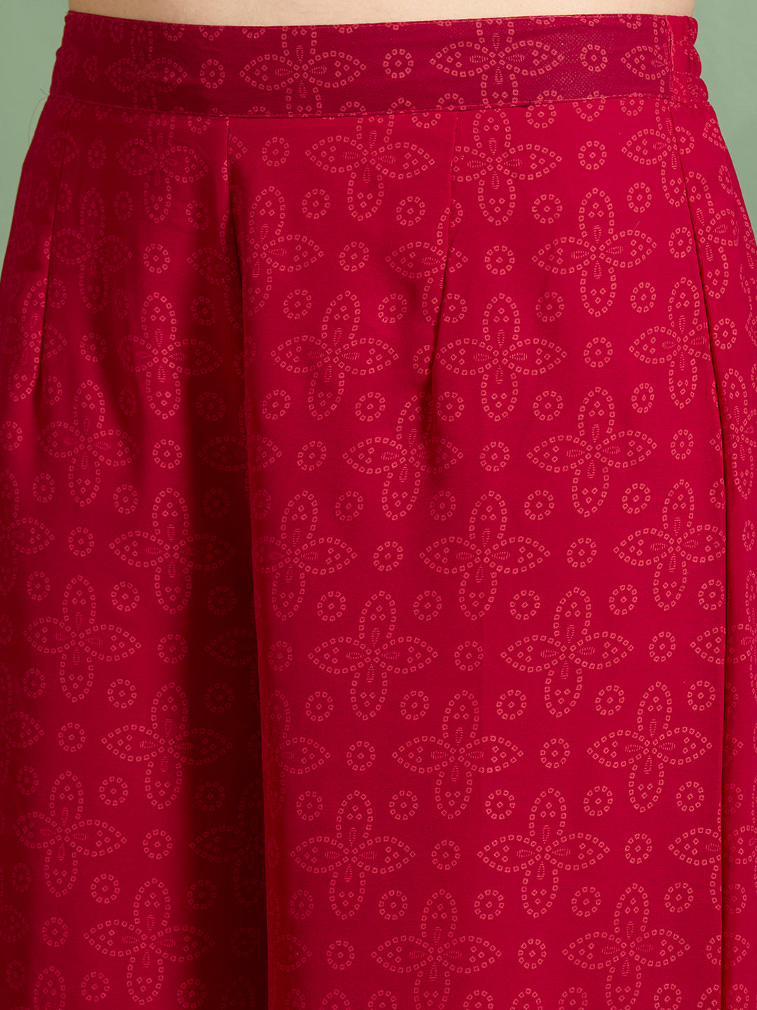 Festive Floral Printed Anarkali With Palazzo & Dupatta - Red