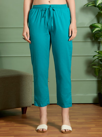 Floral Printed Straight Fit Kurta with Palazzo and Pure Cotton Dupatta - Sea Green