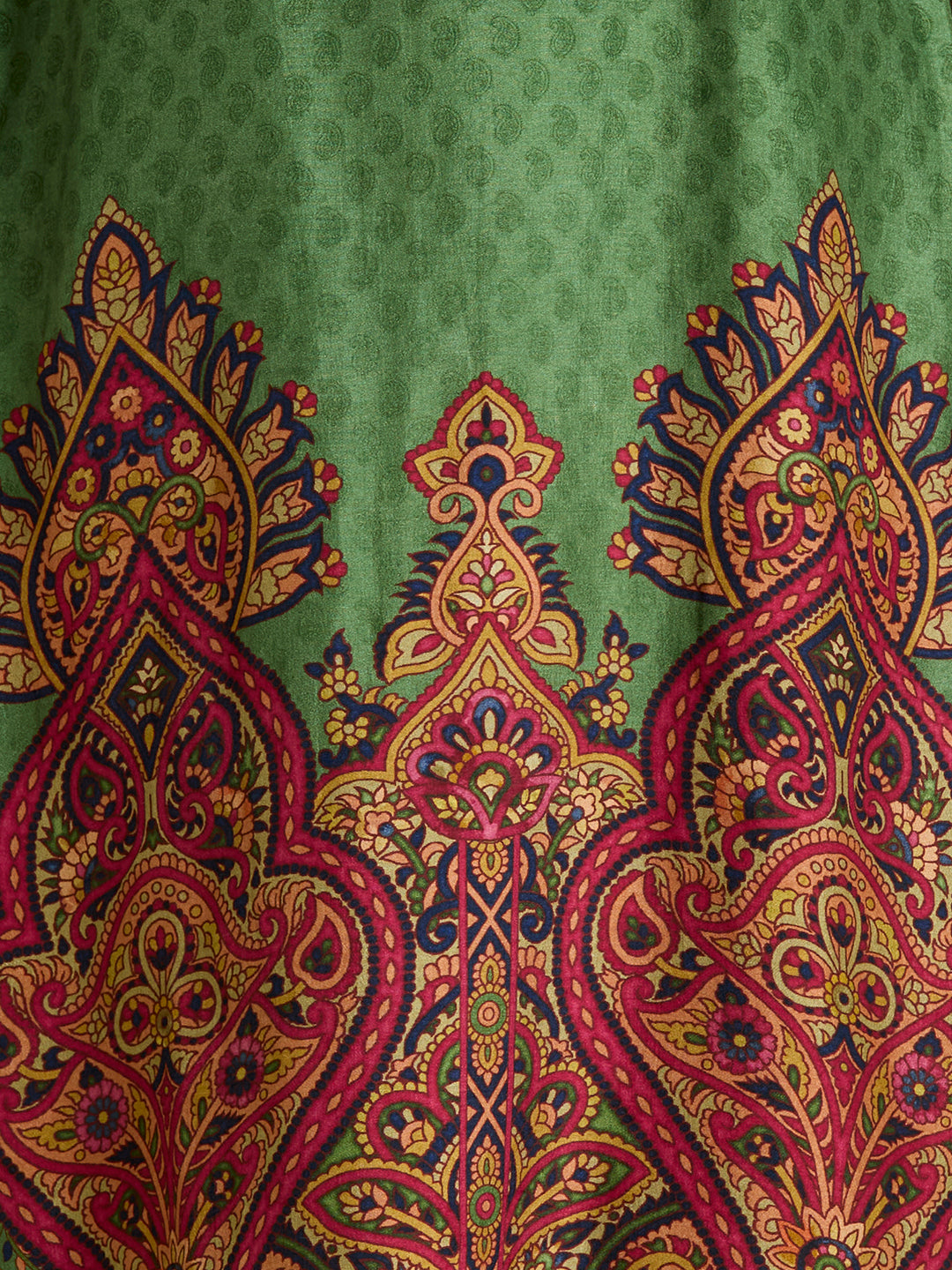 Ethnic Printed Embroidered Straight Kurta with Pant & Dupatta - Green