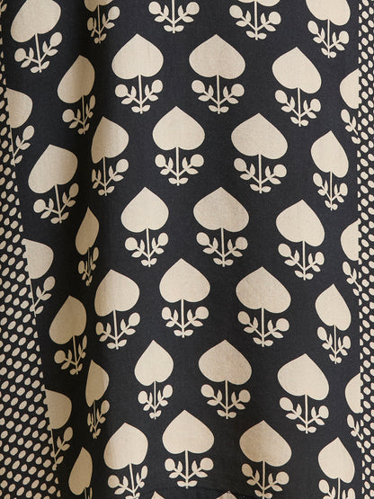 Ethnic Printed Straight Fit Kurta - Black