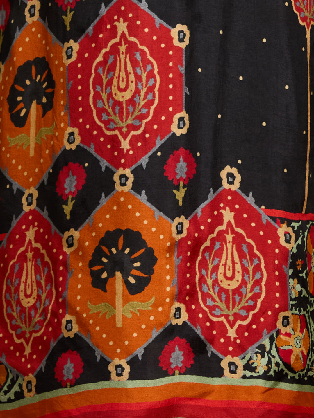 Solid Ethnic Printed Embroidered Straight Kurta with Pant & Dupatta - Black