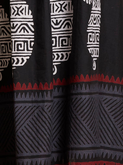 Ethnic Paisley Printed A-Line Pleated Kurta with Palazzo & Dupatta - Black