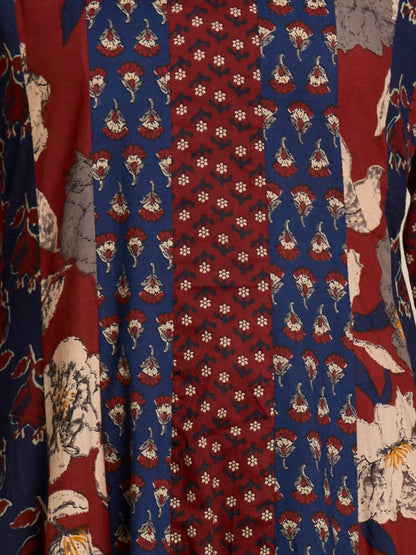 Ethnic Floral Printed & Embroidered Anarkali with Pant & Dupatta - Multi