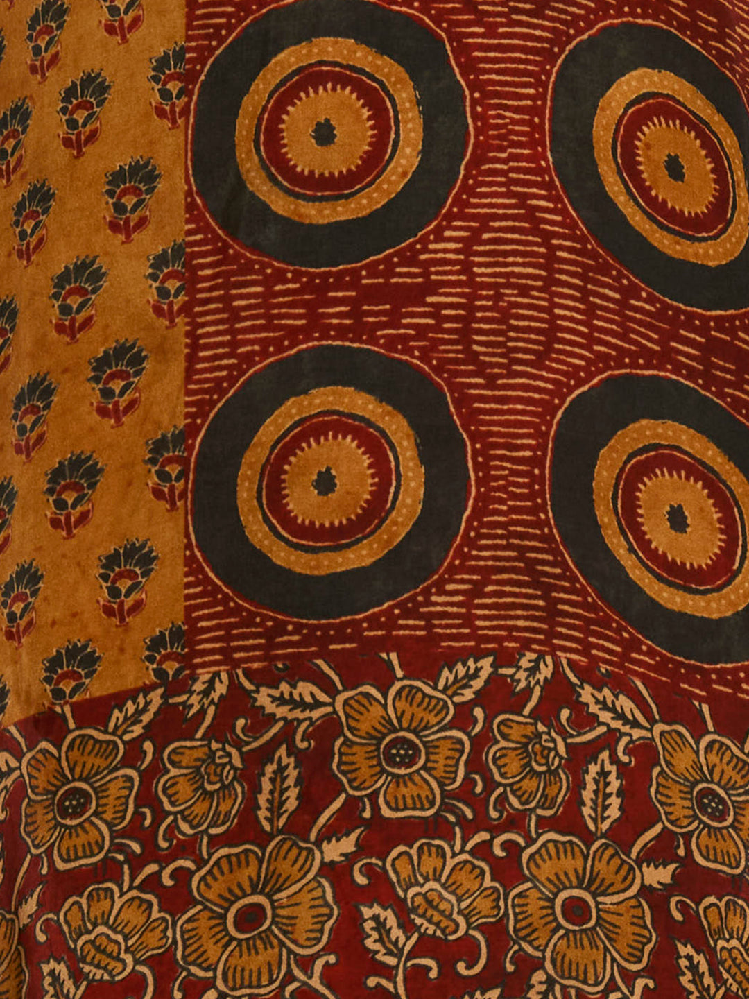 Ethnic Printed & Embroidered Straight Kurta with Pant & Dupatta - Mustard