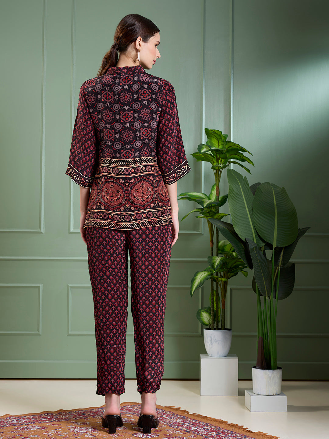 Ethnic Floral Printed Straight Fit Co-ord Set - Multi