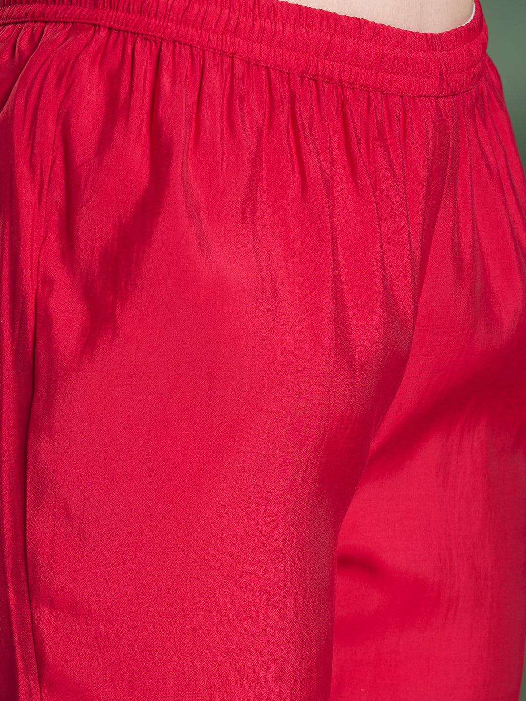 Ethnic Printed & Embroidered Straight Kurta with Pant & Dupatta - Pink