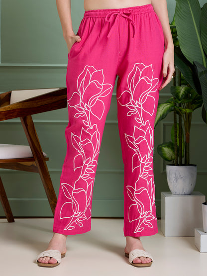 Solid Floral Embroidered Straight Fit Co-ord Set - Rani