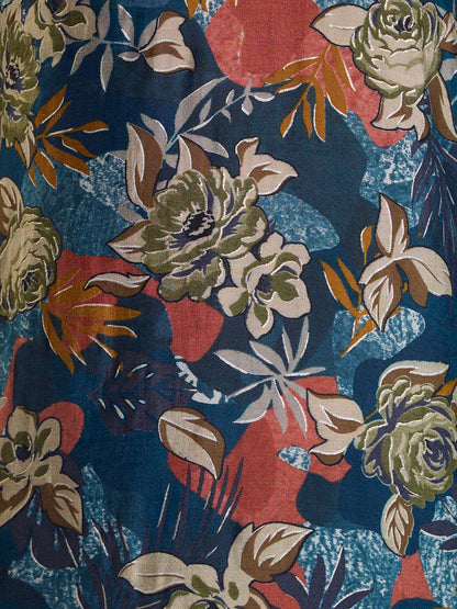 Floral Foil Printed Straight Kurta with Pant & Dupatta - Teal