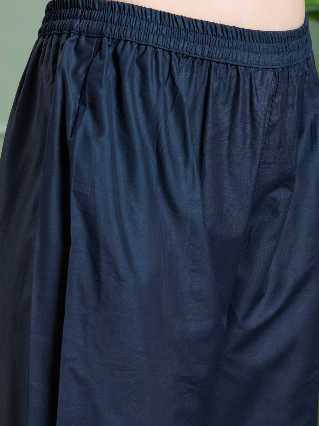 Floral Foil Printed Straight Kurta with Pant & Dupatta - Teal