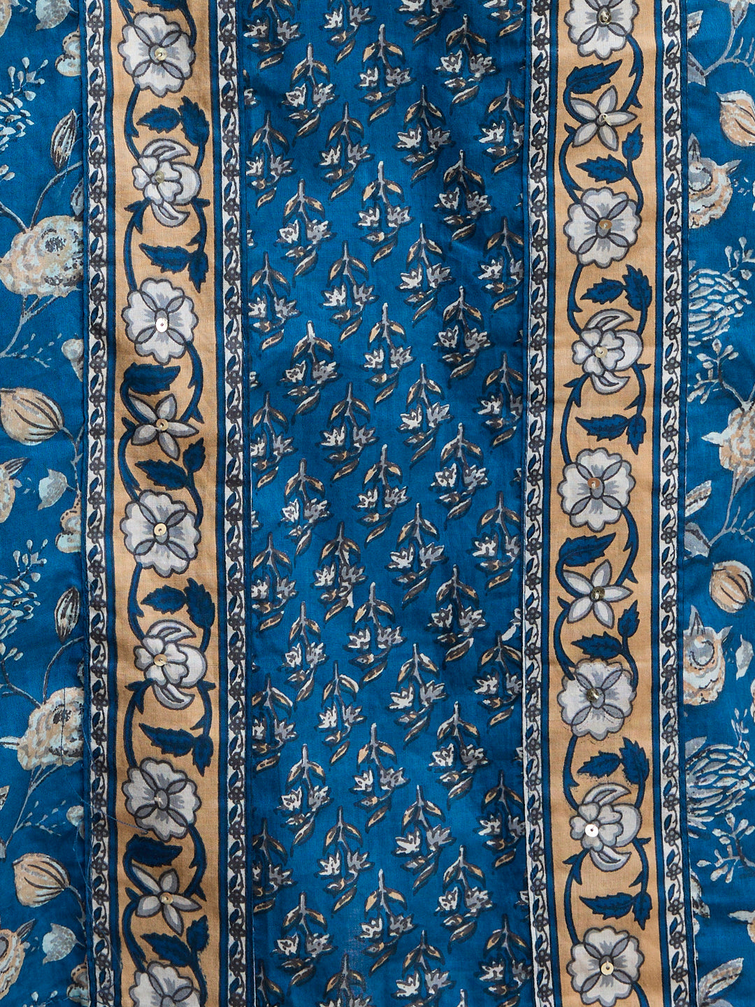Floral Printed A-Line Flared Kurta with Pant - Blue