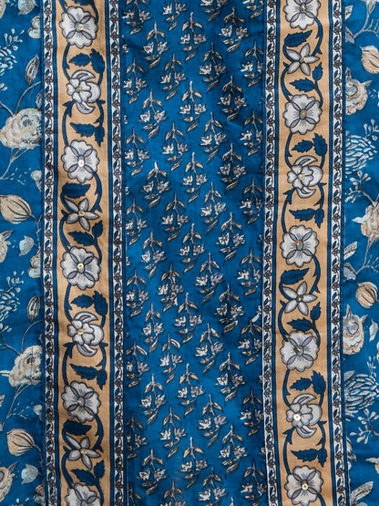 Floral Printed A-Line Flared Kurta with Pant - Blue