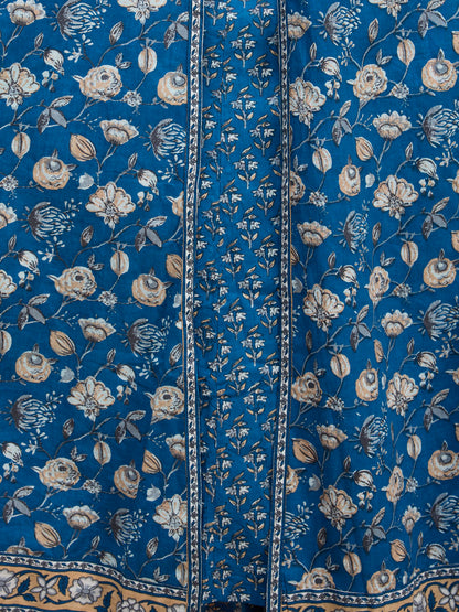 Ethnic Floral Printed A-Line Kurta with Pant & Dupatta - Blue