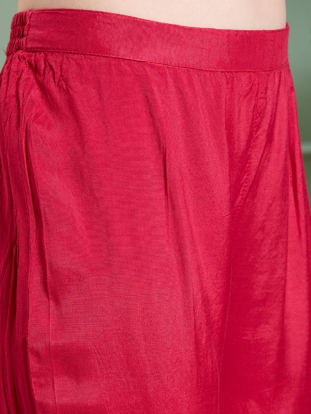 Solid Floral Embroidered Anarkali with Pant & Scalloped Dupatta - Rani