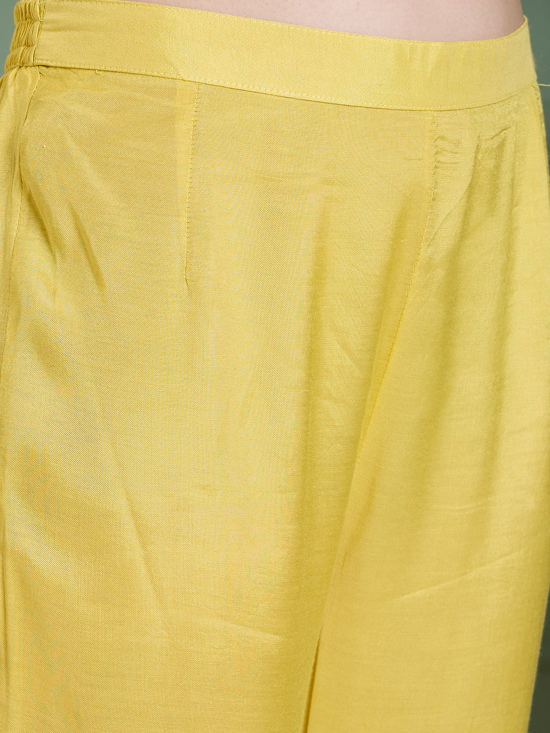 Ethnic & A-Line Pleated Kurta with Palazzo & Floral Printed Dupatta - Yellow