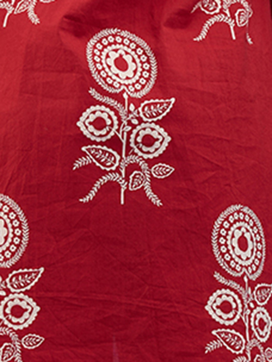 Ethnic Floral Printed Embroidered A-Line High Low Kurta with Dhoti Pant - Maroon