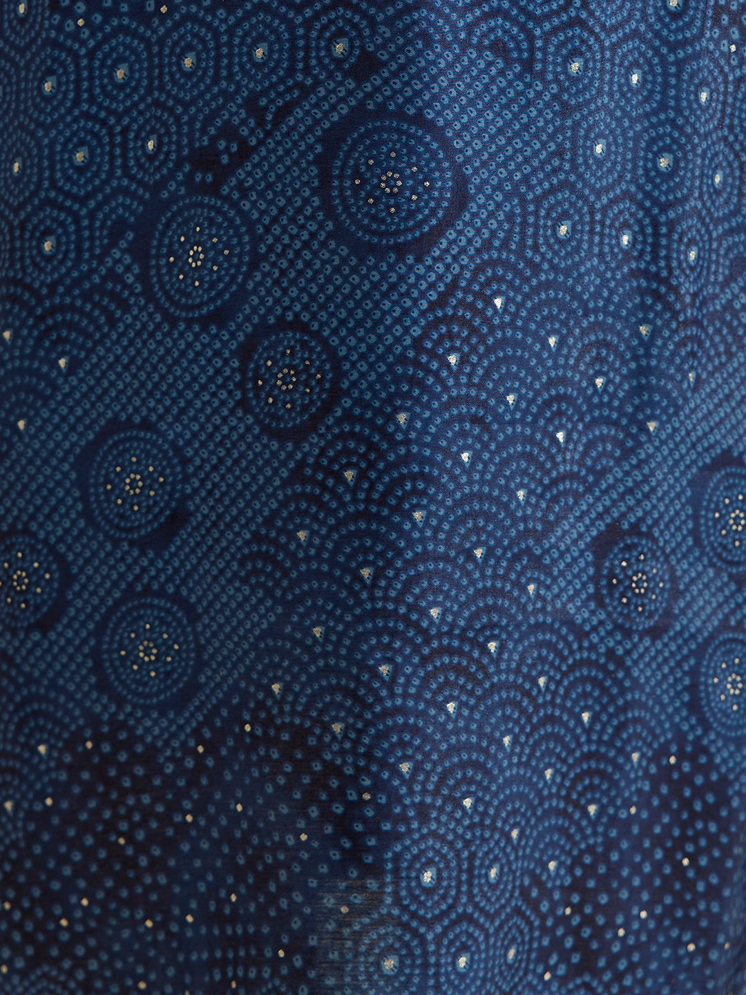 Ethnic Bandhani Foil Printed & Embroidered Straight Fit Kurta - Blue