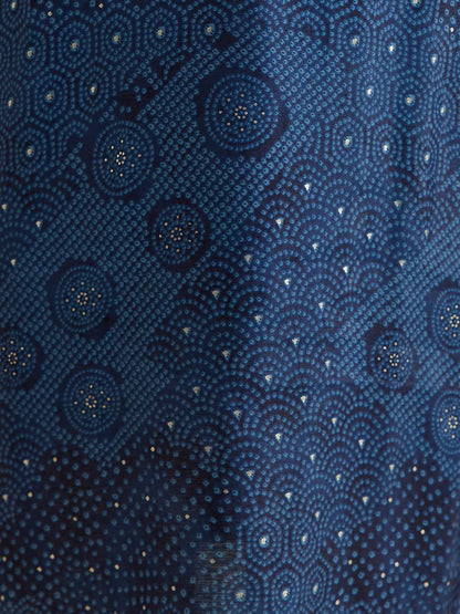 Ethnic Bandhani Foil Printed & Embroidered Straight Fit Kurta - Blue