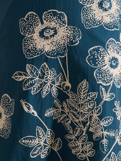 Abstract Floral Printed A-Line Fit Co-ord Set - Teal