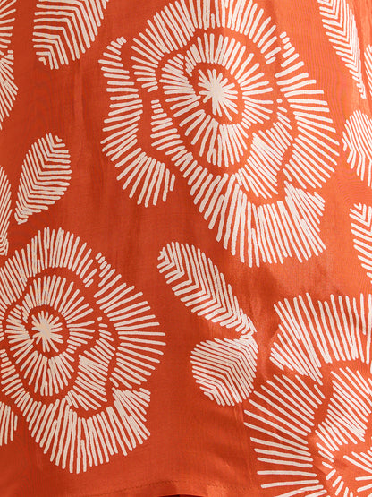 Abstract Printed A-Line Co-ord Set - Rust