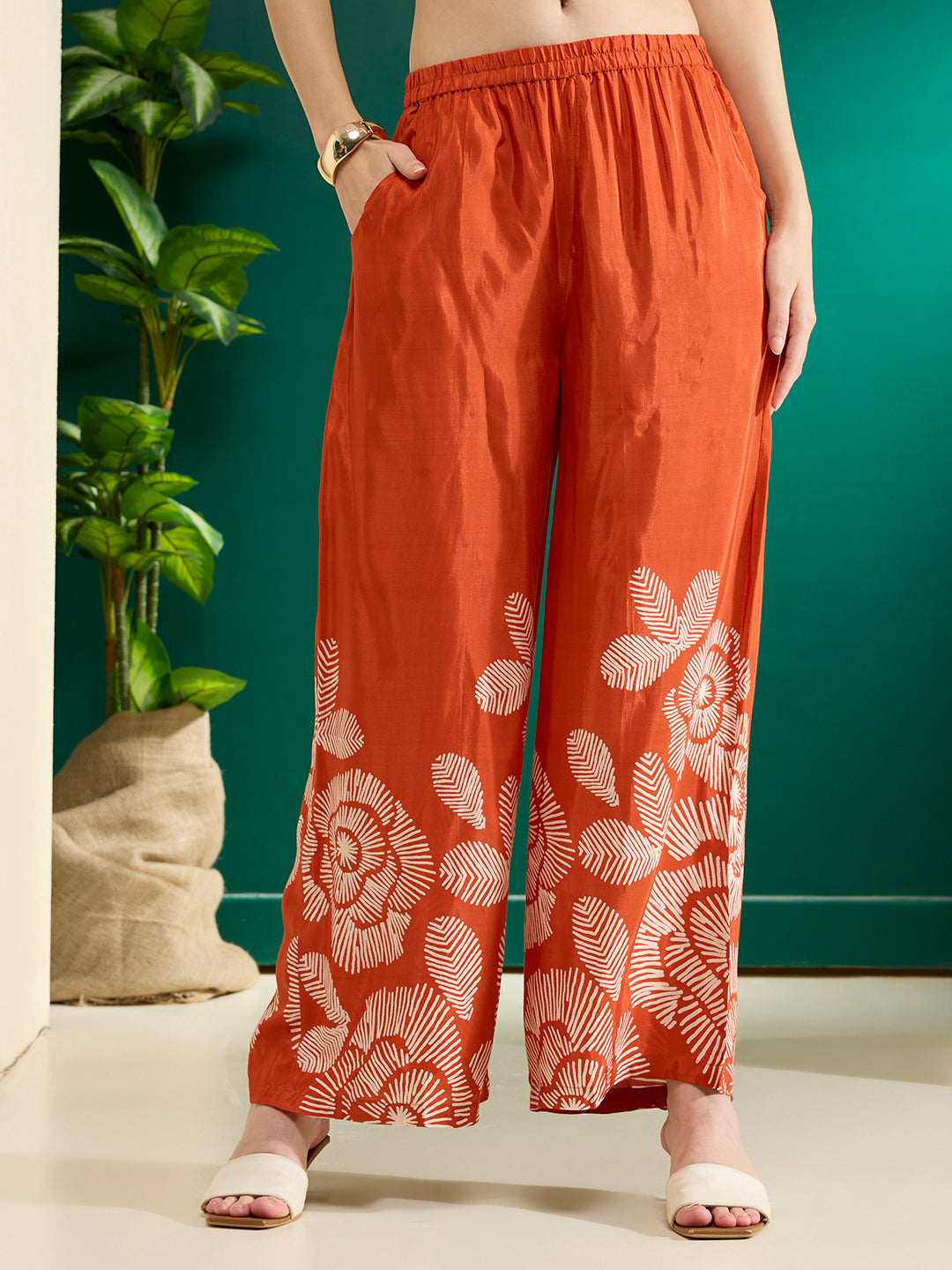 Abstract Printed A-Line Co-ord Set - Rust