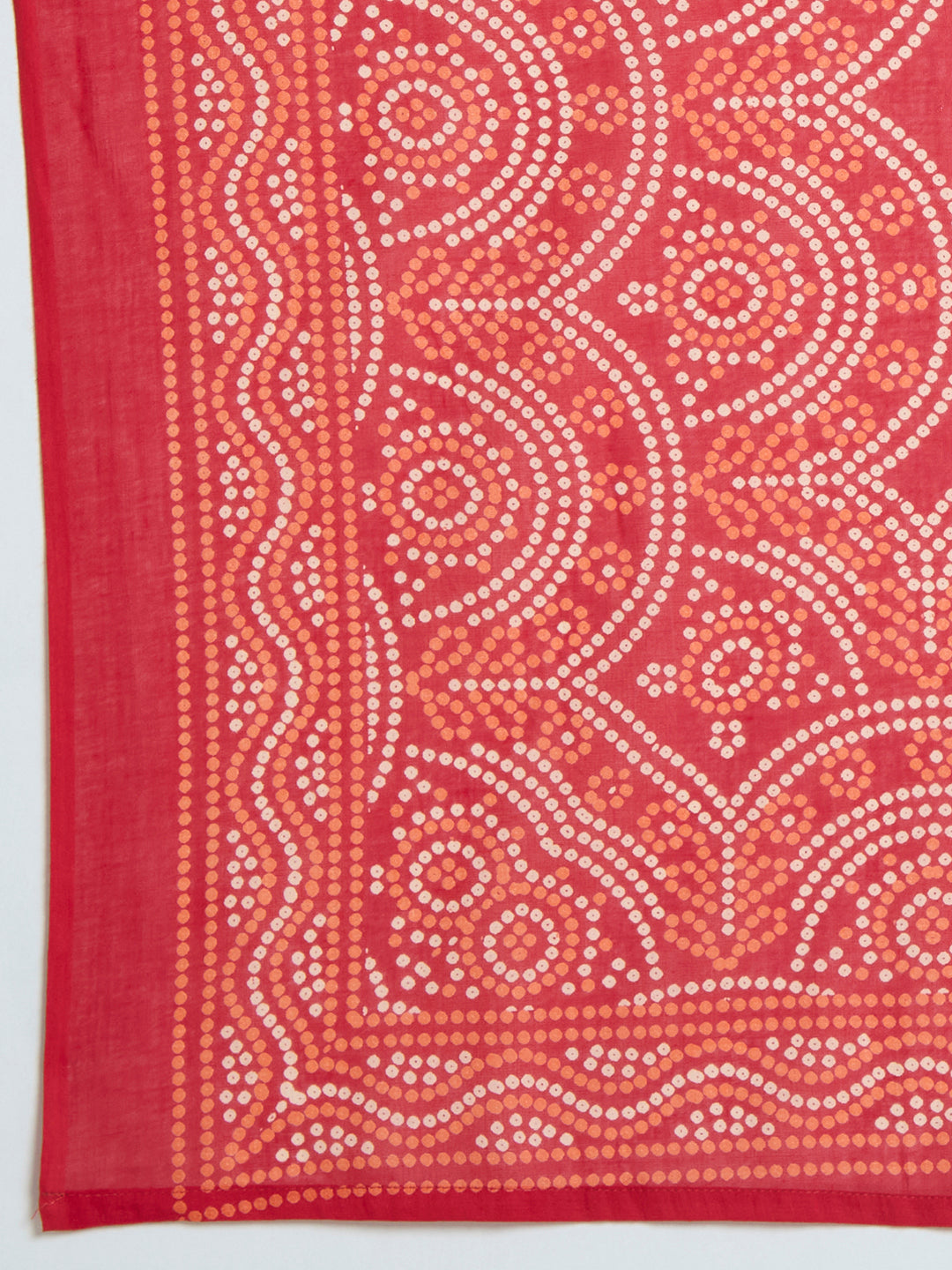 Bandhani Printed Embroidered Straight Kurta with Palazzo and Dupatta - Red