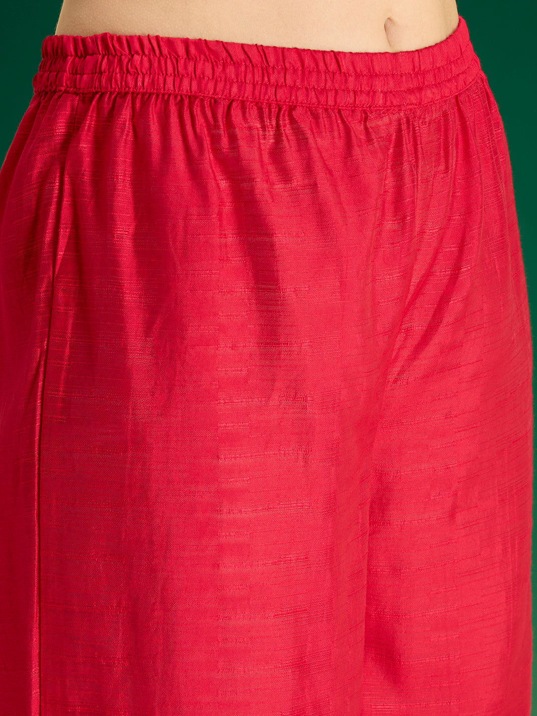 Solid Lotus Zari Embroidered Straight Kurta with Palazzo - Rani