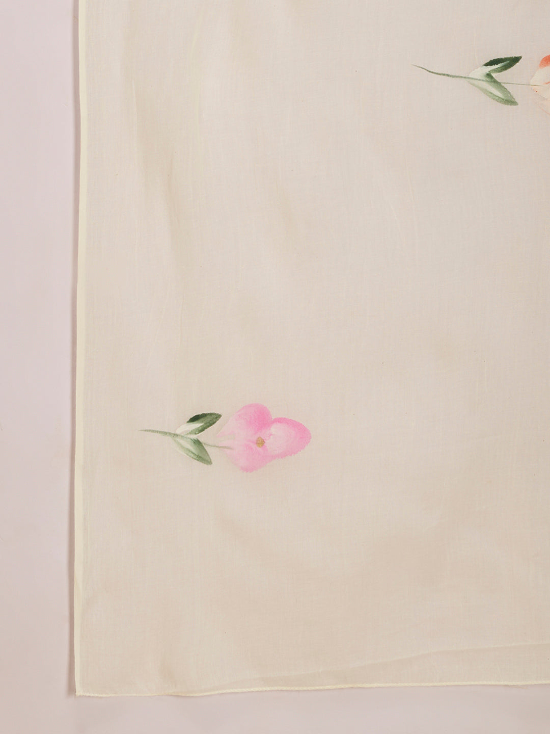 Solid Floral Embroidered Anarkali Kurta with Palazzo & Hand Painted Dupatta - Off White