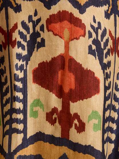 Festive Ikat Printed Embroidered Straight Kurta with Pant & Dupatta - Multi