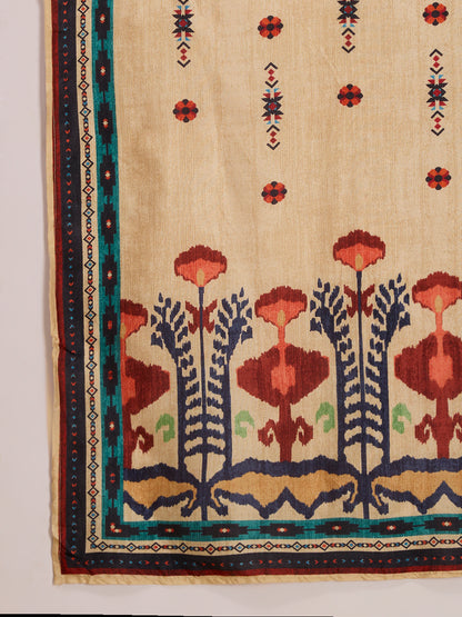 Festive Ikat Printed Embroidered Straight Kurta with Pant & Dupatta - Multi