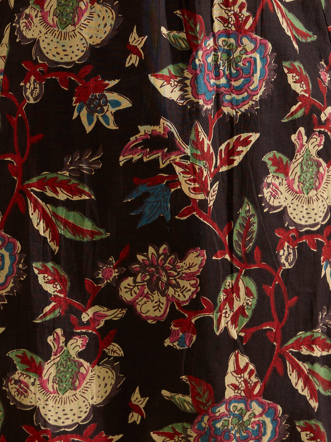 Floral Foil Printed Cutwork Embroidered Straight Kurta with Pant - Black