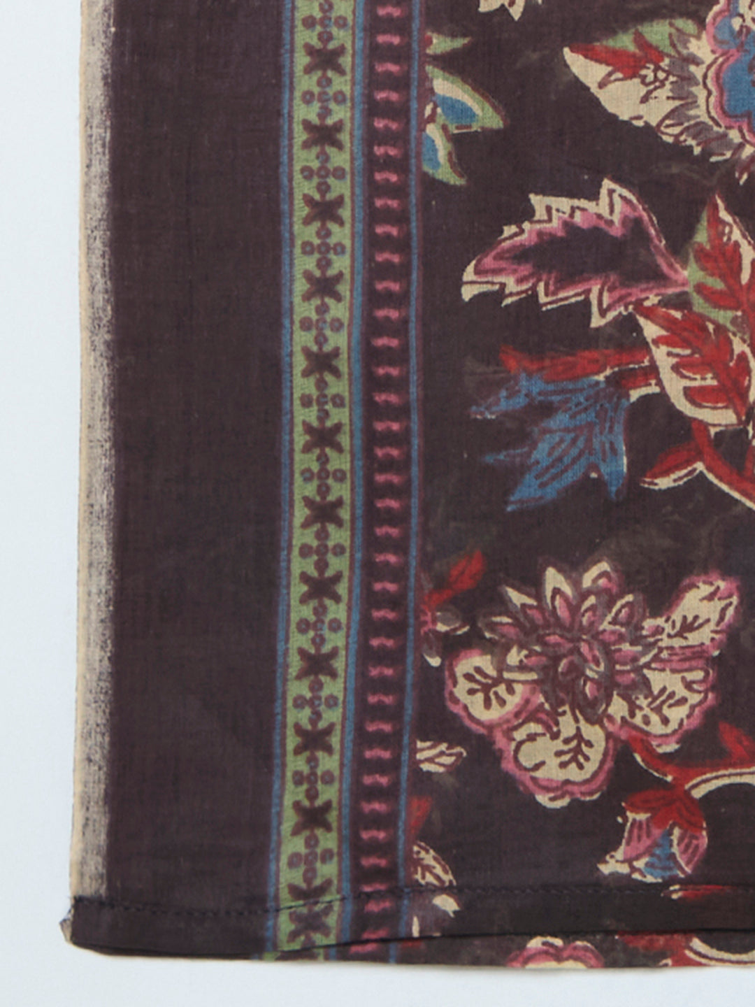 Floral Foil Printed Cutwork Embroidered Straight Kurta with Pant - Black