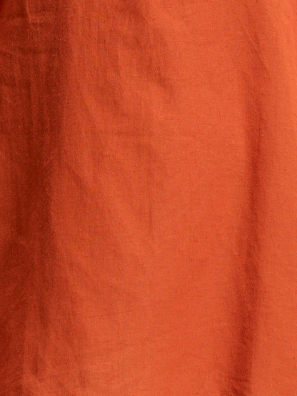 Solid Straight Fit Top with Floral Patchwork Palazzo - Orange