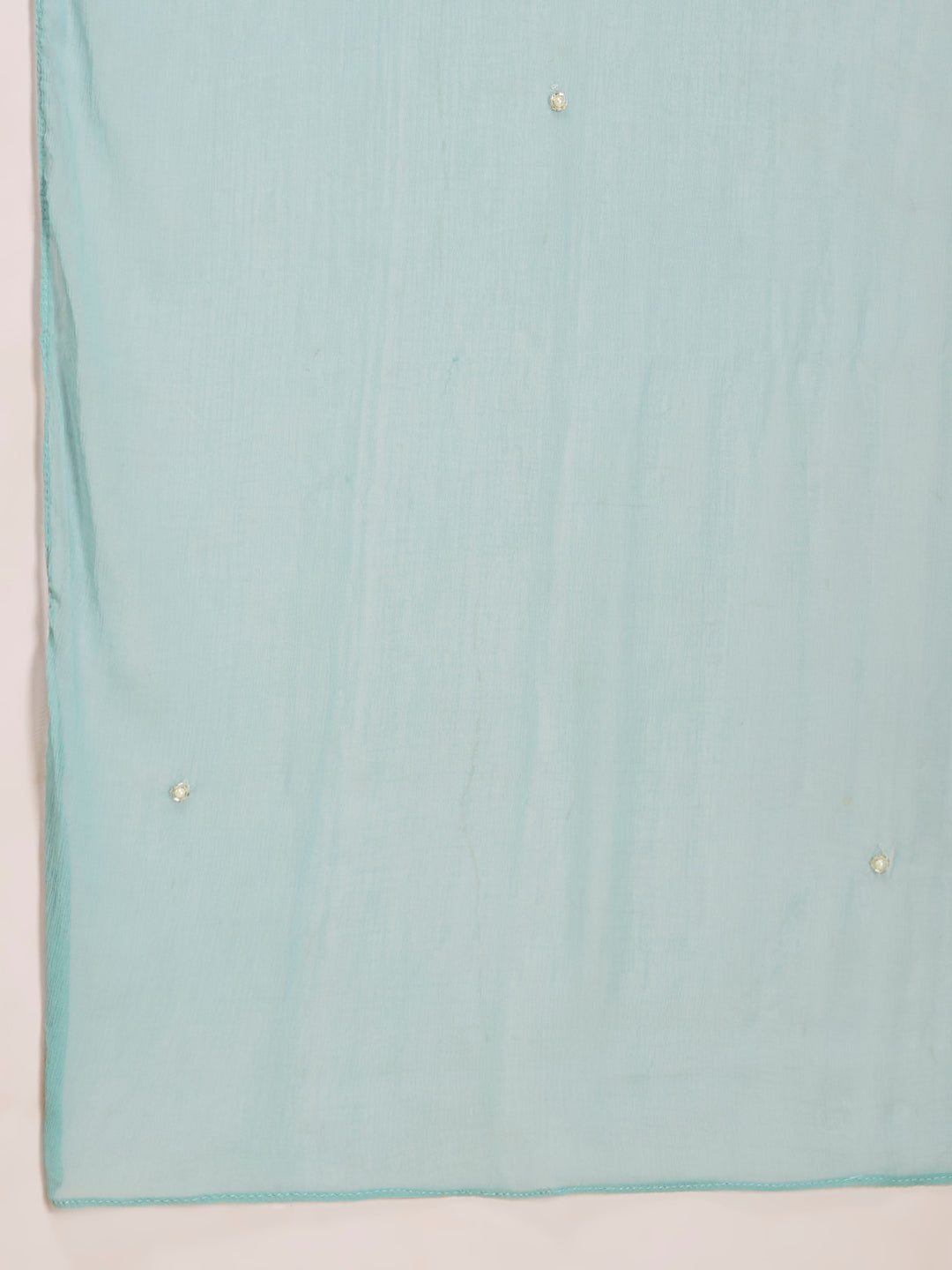 Solid Floral Hand Embroidered Straight Kurta with Palazzo & Dupatta - Blue