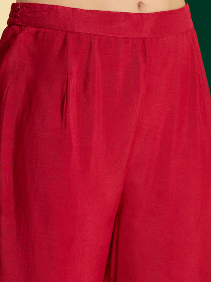 Solid Paisley Embroidered Anarkali with Pant & Dupatta - Rani