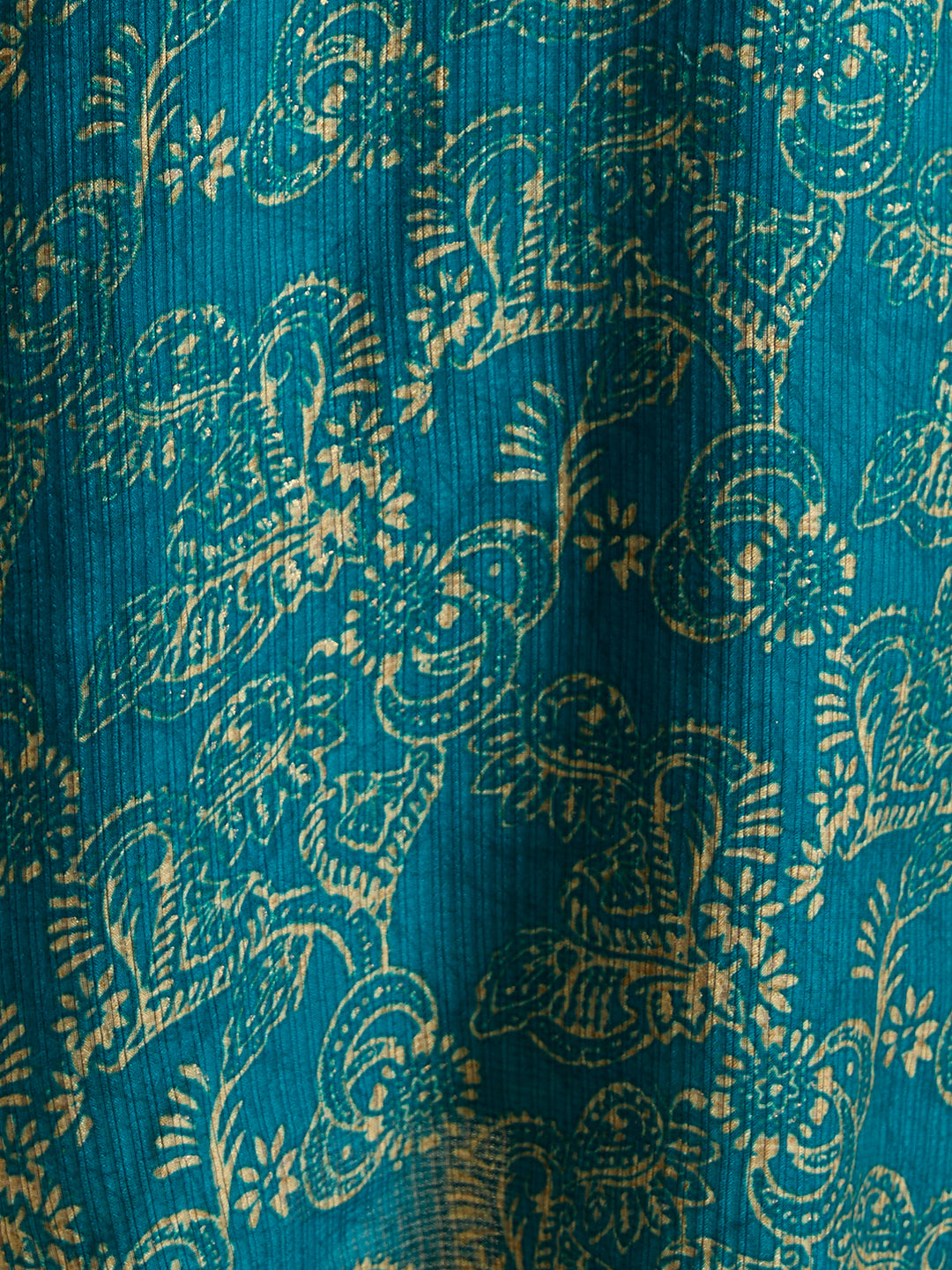 Ethnic & Floral Printed Straight Fit Kurta - Teal