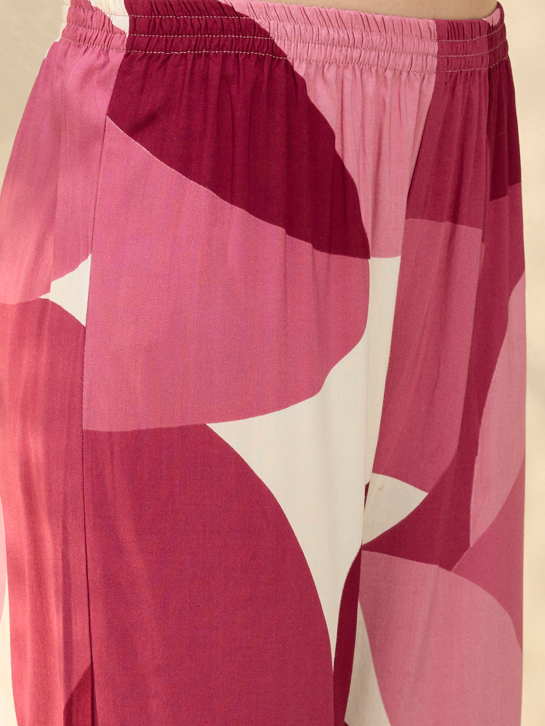 Abstract Printed & Embroidered A-Line Kurta with Palazzo - Multi