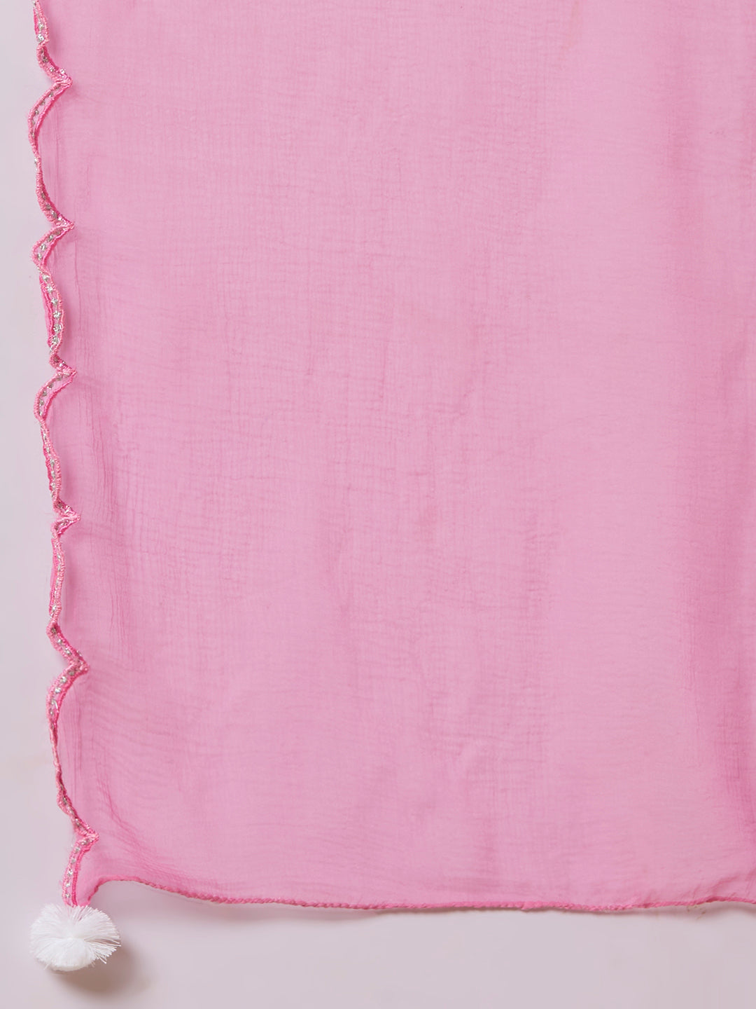 Ethnic Floral Printed Embroidered Straight Kurta with Palazzo & Dupatta - Pink