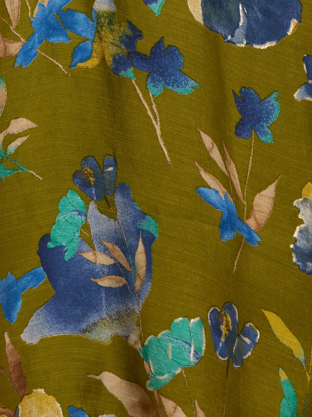 Ethnic Floral Printed & Embroidered Straight Fit Kurta - Green