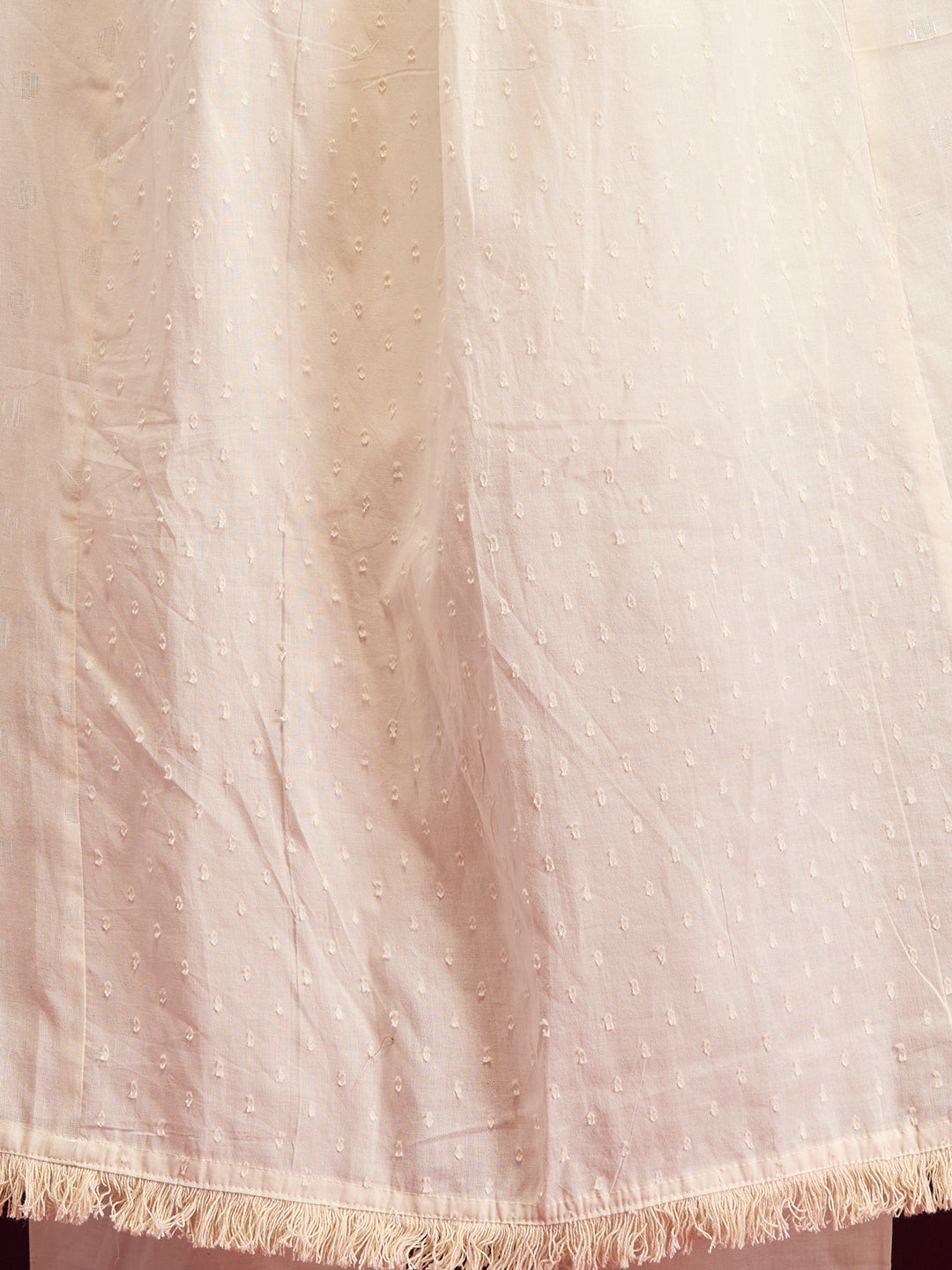 Solid Floral Embroidered Anarkali Kurta with Palazzo & Hand Painted Dupatta - Off White