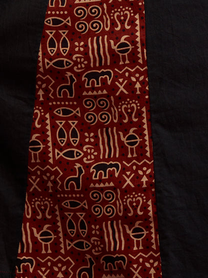 Ethnic Printed Embroidered Anarkali with Pant & Dupatta - Black