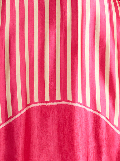 Ethnic Stripes Printed Embroidered A-Line Kurta with Flared Palazzo - Pink