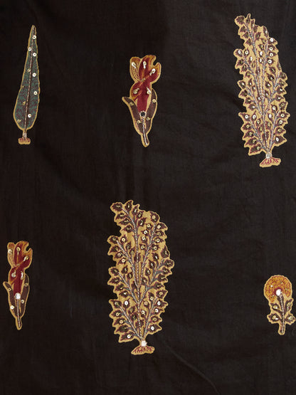 Ethnic Embroidered Printed Straight Kurta with Sharara and Dupatta - Black