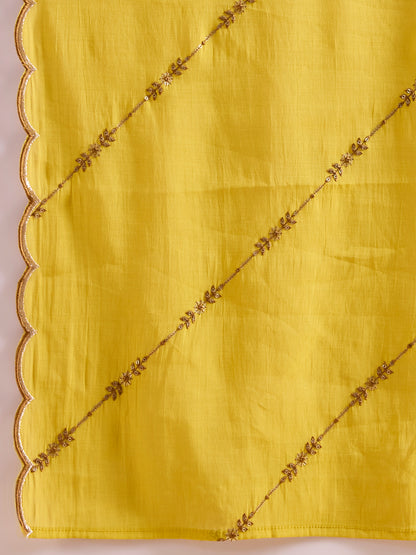 Festive Zari Embroidered Anarkali & Kurta with Pant and Dupatta - Yellow
