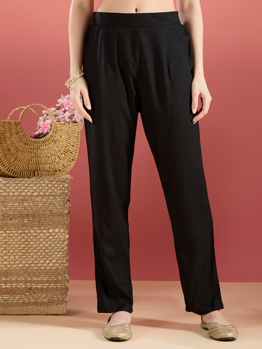 Festive Floral Printed Anarkali With Pant & Dupatta - Black