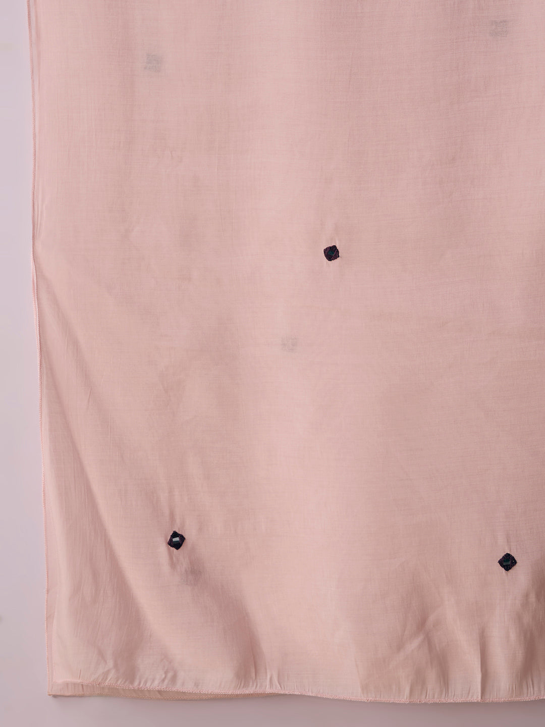 Solid Floral Threadwork A-Line Kurta with Pant & Dupatta - Pink