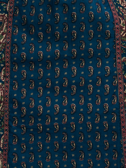 Ethnic Floral Printed Embroidered A-Line Kurta with Palazzo & Dupatta - Blue